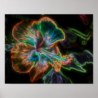 Electric Hibiscus Abstract Flower Art #2