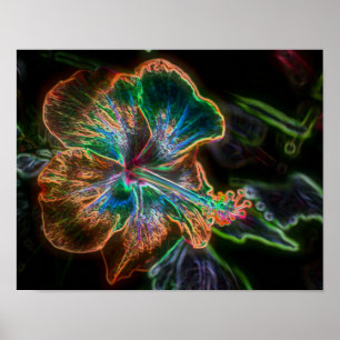 Electric Hibiscus Flower Art #2 Poster