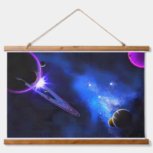 Electric Horizon – Modern Neon Abstract Glitch Art Hanging Tapestry