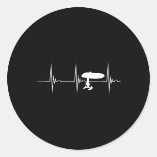 Electric Hydrofoil Surfboard Efoil Heartbeat Ekg P Classic Round Sticker