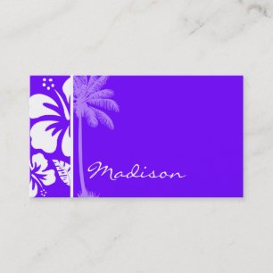 Electric Indigo Tropical Hibiscus; Palm Business Card