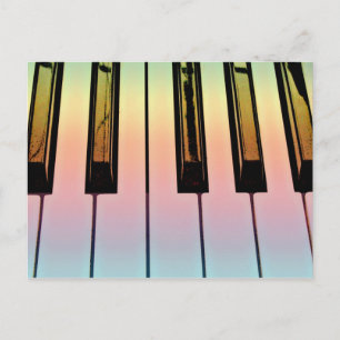 electric keyboard with rainbow overlay postcard