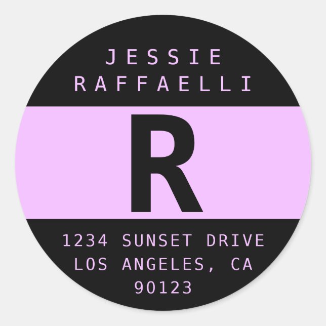 Electric Lavender Modern Look Return Address Classic Round Sticker (Front)