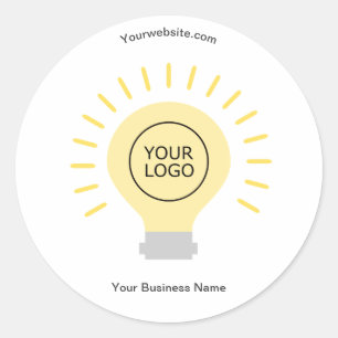 Electric Light Bulb Your Logo Custom Business Classic Round Sticker