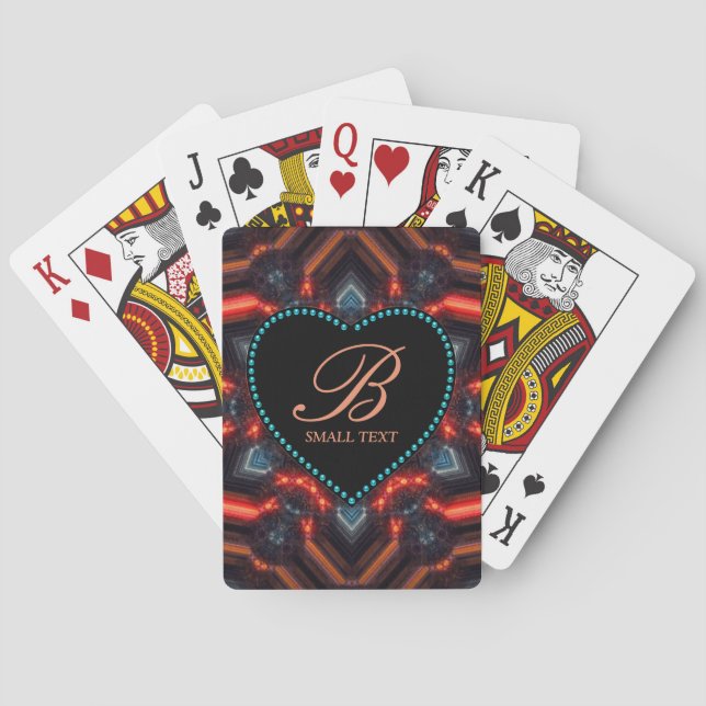 Electric Light Geometry Personalized Heart Cards (Back)