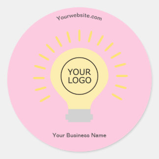 Electric Light Your Logo Pale Pink Custom Business Classic Round Sticker