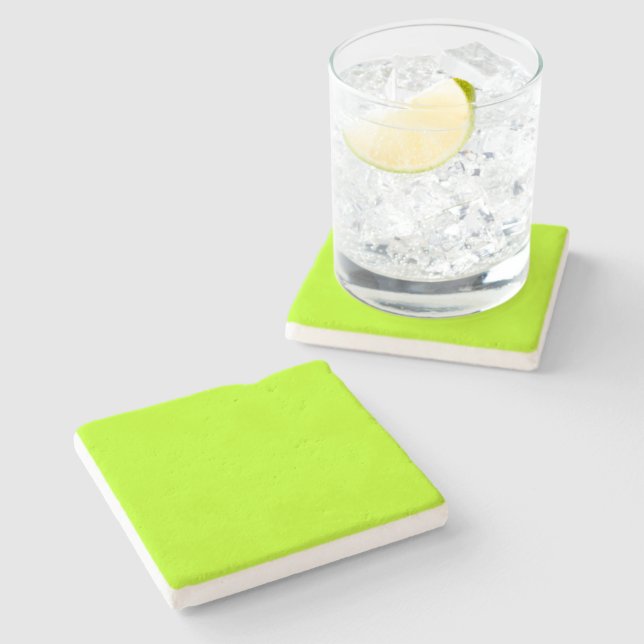Electric Lime Green Colour Decor Ready to Customiz Stone Coaster (Side)