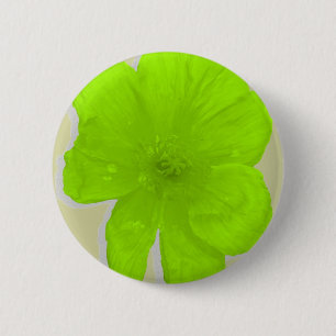 Electric Lime/ PopArt Flower 2 Inch Round Button