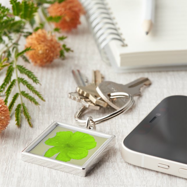 Electric Lime/ PopArt Flower Keychain (Side)