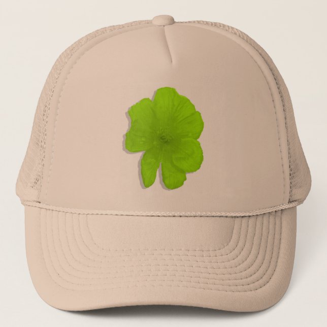 Electric Lime/ PopArt Flower Trucker Hat (Front)