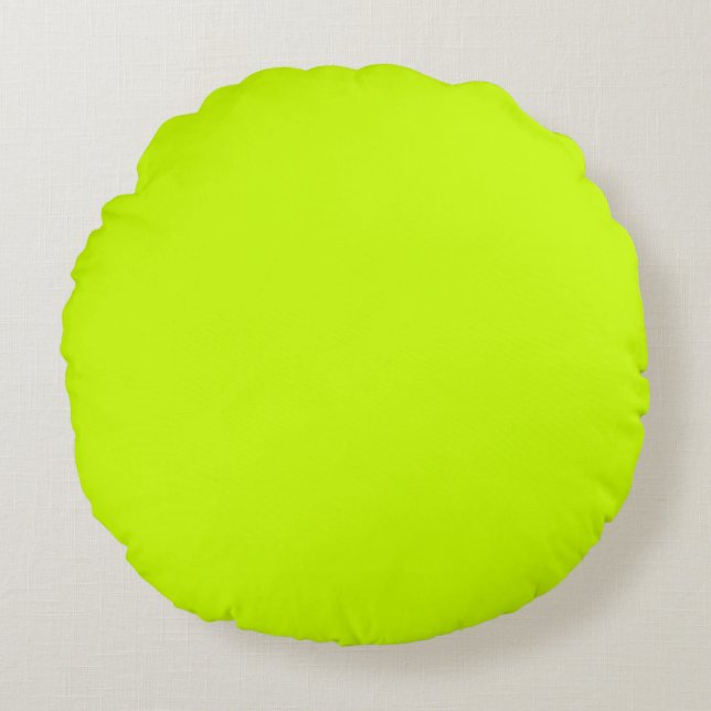Electric Lime Solid Colour Round Pillow (Front)