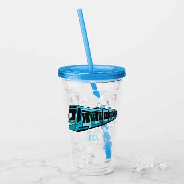 Electric locomotive cartoon illustration acrylic tumbler (Front Ice)
