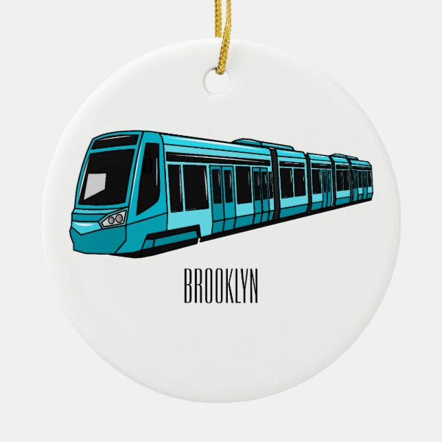 Electric locomotive cartoon illustration ceramic ornament (Front)