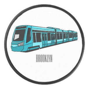 Electric locomotive cartoon illustration hockey puck