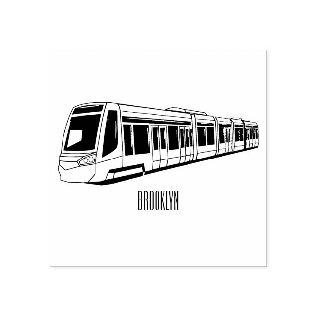 Electric locomotive cartoon illustration rubber stamp (Imprint)