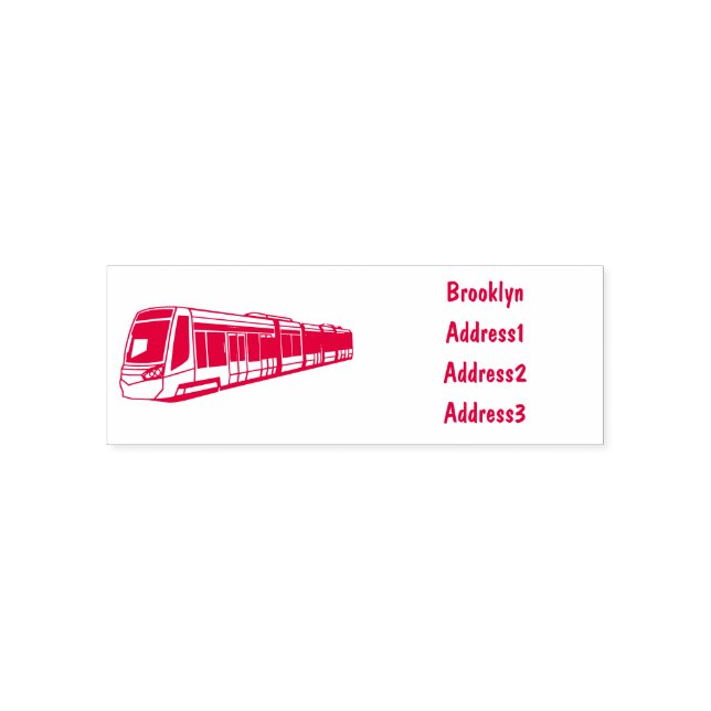 Electric locomotive cartoon illustration self-inking stamp (Design)