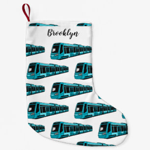 Electric locomotive cartoon illustration small christmas stocking