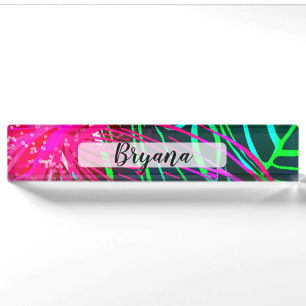 Electric Luau Tropical Night Neon Aloha Paradise Nameplate
