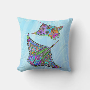 Electric Manta Rays Throw Pillow