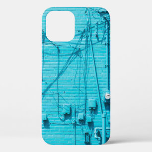 ELECTRIC METER ON BLUE BRICK WALL iPhone 12 CASE