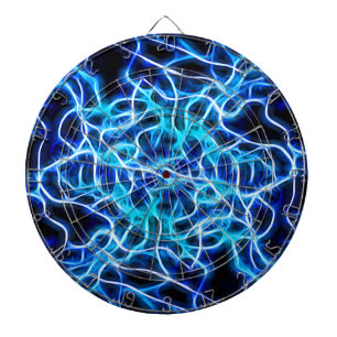 Electric Neon Aqua Blue Teal Lightning Dartboard