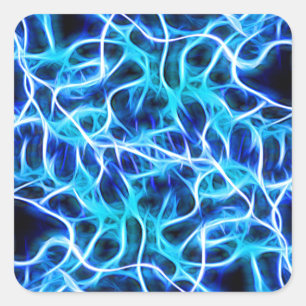 Electric Neon Aqua Blue Teal Lightning Square Sticker