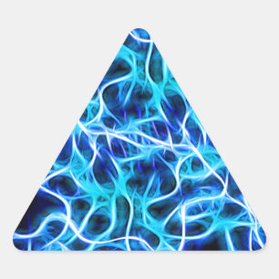 Electric Neon Aqua Blue Teal Lightning Triangle Sticker