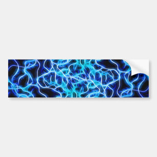 Electric Neon Blue Aqua Teal Lightning Bumper Sticker