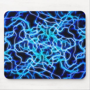Electric Neon Blue Aqua Teal Lightning Mouse Pad