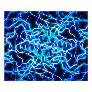 Electric Neon Blue Aqua Teal Lightning Photo Print