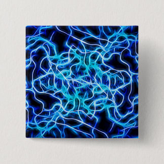 Electric Neon Blue Tesla Coil Lightning 2 Inch Square Button