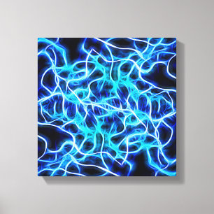 Electric Neon Blue Tesla Coil Lightning Canvas Print