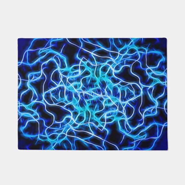 Electric Neon Blue Tesla Coil Lightning Doormat (Front)