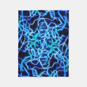 Electric Neon Blue Tesla Coil Lightning Fleece Blanket