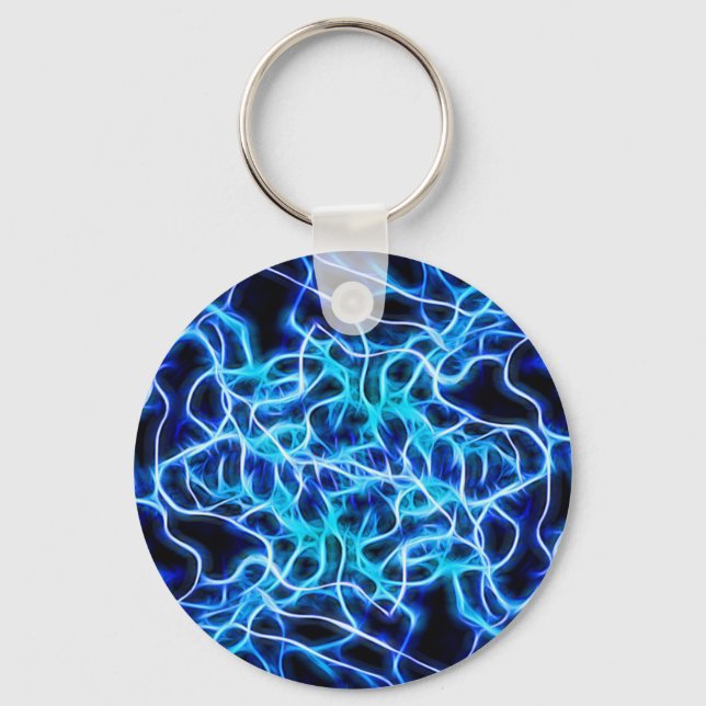 Electric Neon Blue Tesla Coil Lightning Keychain (Front)