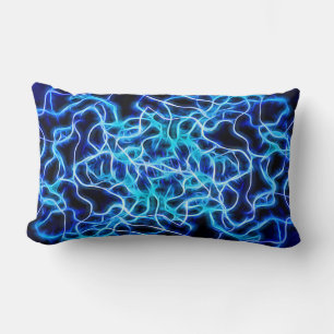 Electric Neon Blue Tesla Coil Lightning Lumbar Pillow