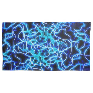 Electric Neon Blue Tesla Coil Lightning Pillowcase