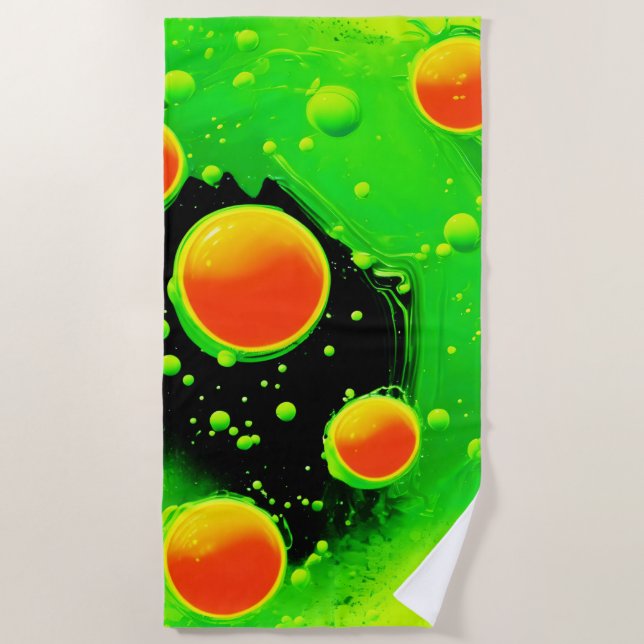 Electric Neon Bubble Dance Beach Towel (Front)