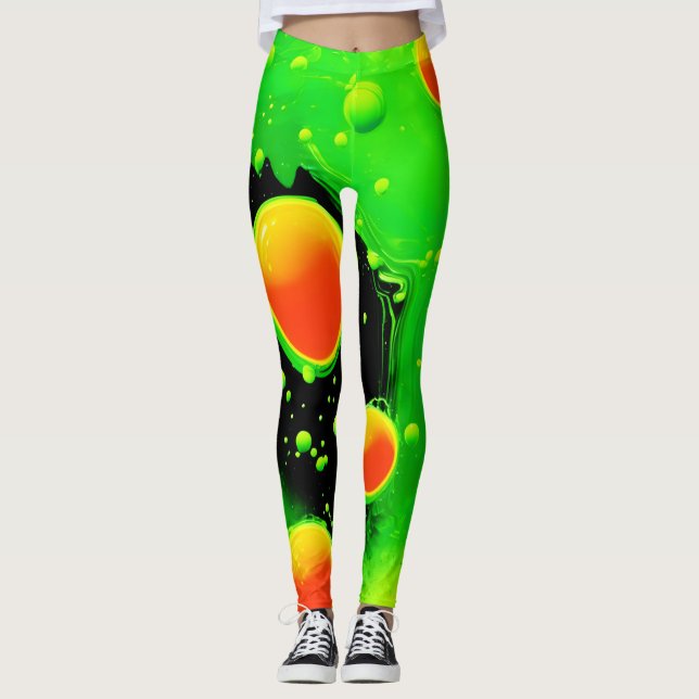 Electric Neon Bubble Dance Leggings (Front)