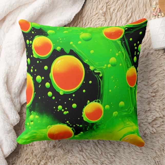 Electric Neon Bubble Dance Throw Pillow (Blanket)