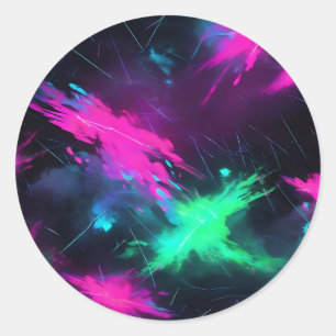 Electric Neon Glow Classic Round Sticker