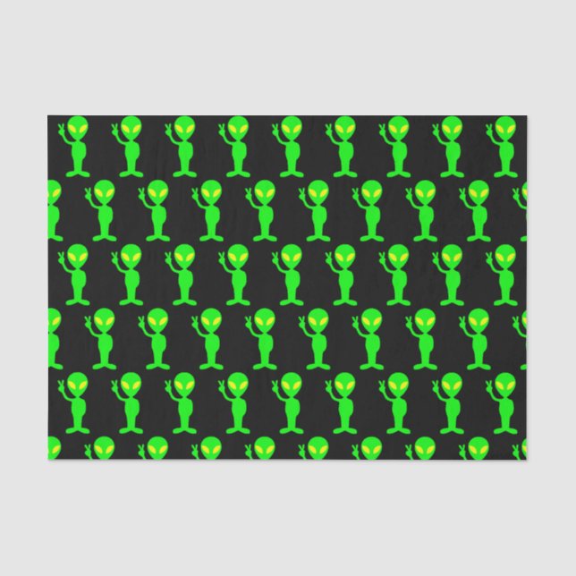 Electric Neon Green/Black Alien Peace Tissue Paper (Front)