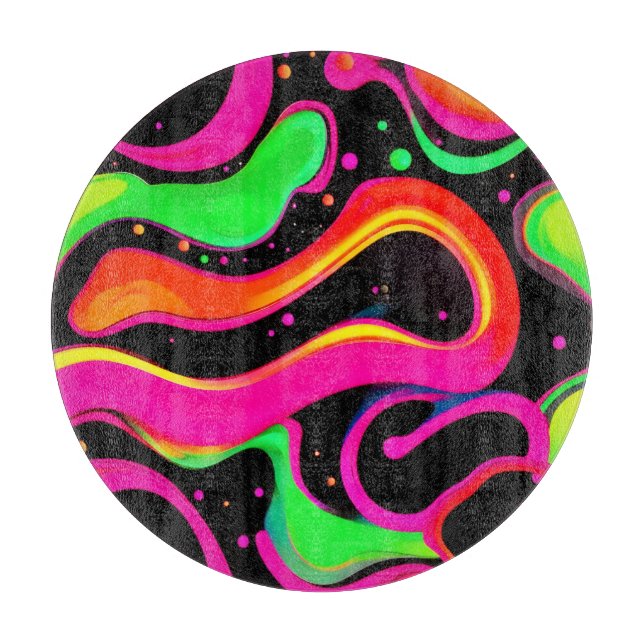 Electric Neon Liquid Splatter Cutting Board (Front)