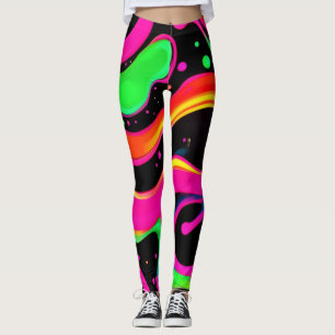 Electric Neon Liquid Splatter Leggings