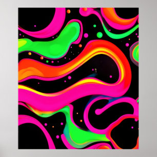 Electric Neon Liquid Splatter Poster