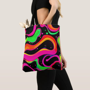 Electric Neon Liquid Splatter Tote Bag