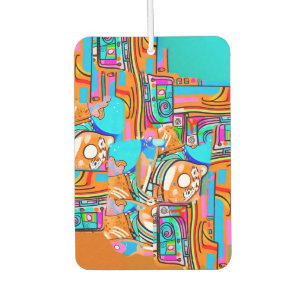 Electric Orange & Cyan Dreams — Abstract Pop Desig Air Freshener