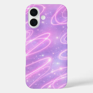 Electric pink neon scribbles AI art iPhone 16 Case