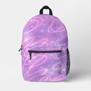 Electric pink neon scribbles AI art Printed Backpack