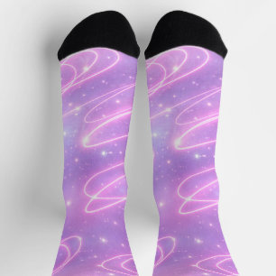 Electric pink neon scribbles AI art  Socks